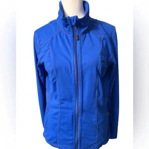 Tangerine Athletic Performance stretchy full zip blue jacket with pockets MEDIUM